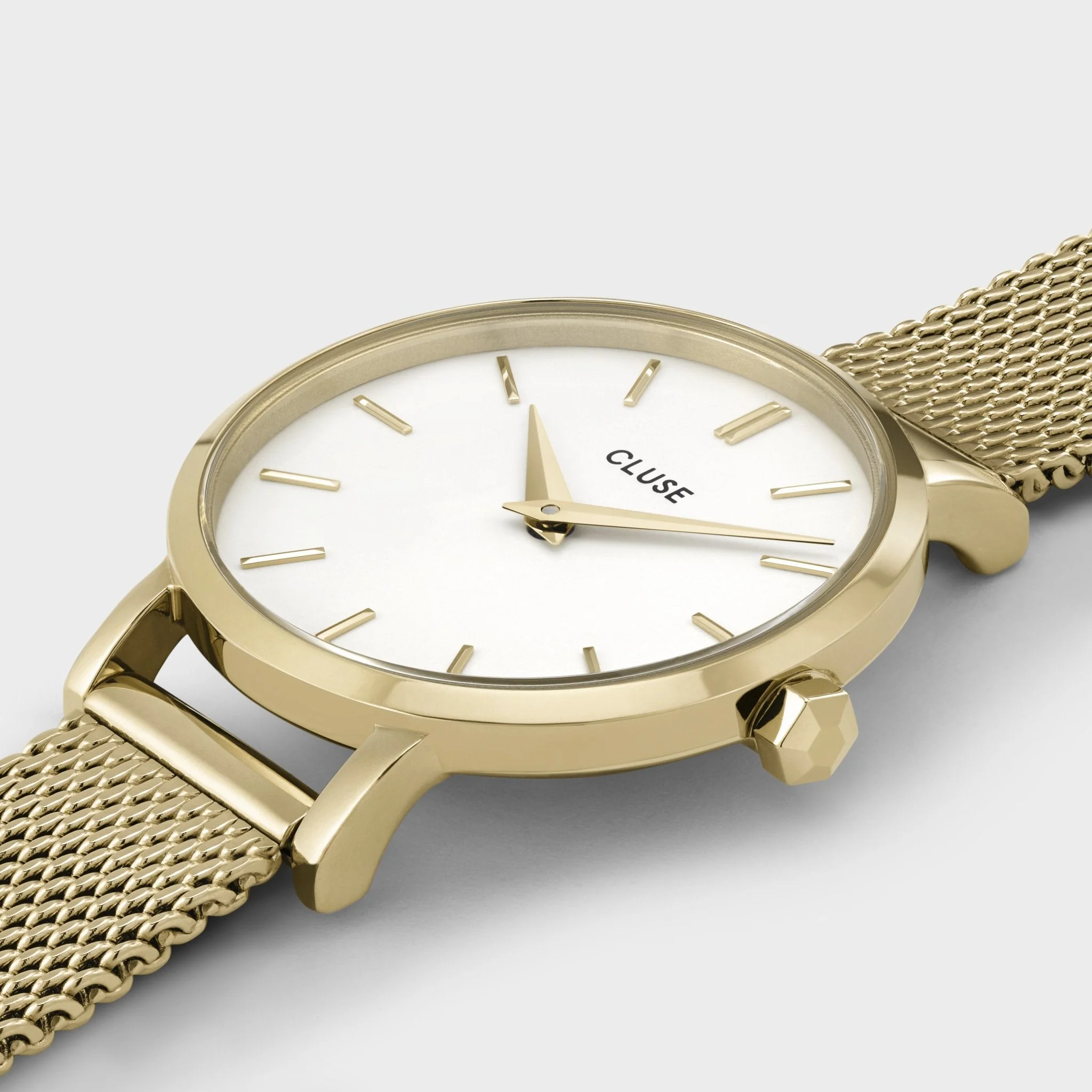 Boho Chic Petite Watch Mesh, White, Gold Colour - Image 3