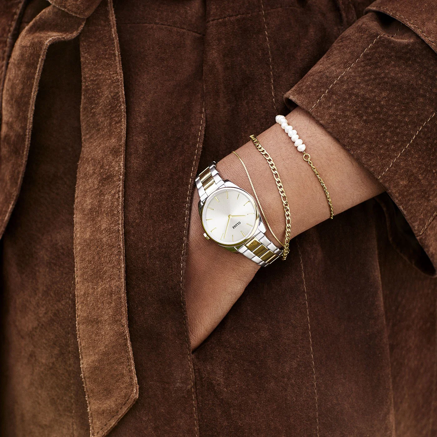 Essentielle Figaro Chain Bracelet Set, Gold Colour - Image 3